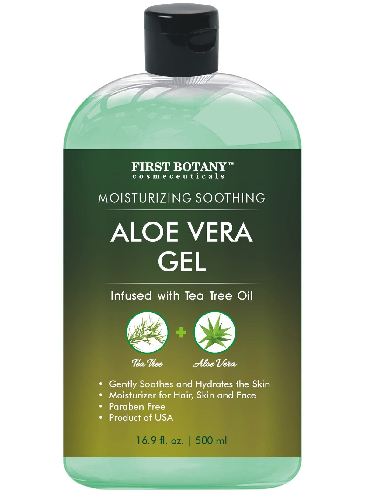 First Botany Aloe Vera Gel bottle with Tea Tree Oil 16.9 fl oz
