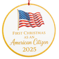 First Christmas as American Citizen Ornament 2025 on Christmas tree
