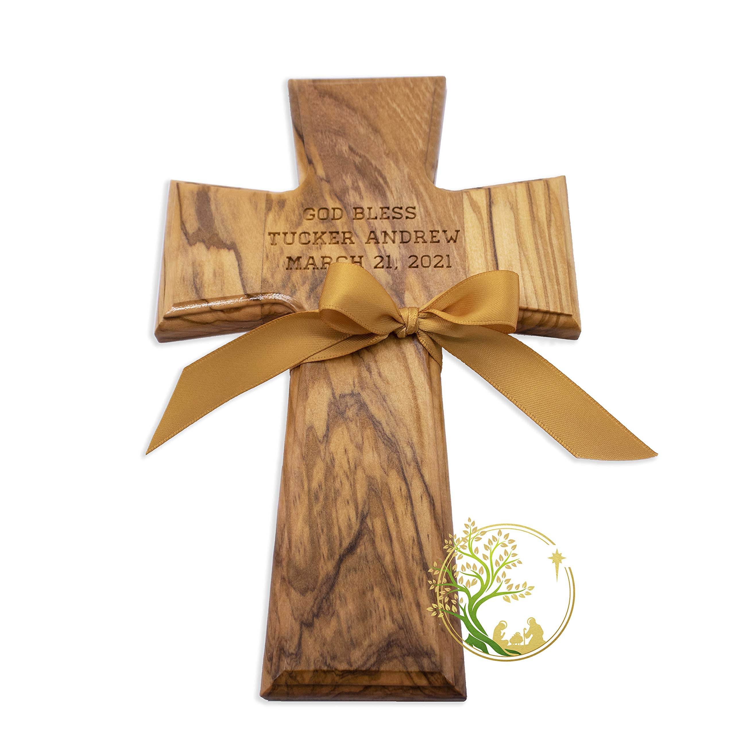 First Communion olive wood cross keepsake