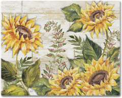 FIRST DAWN glass cutting board counter saver 12x15 sunflowers large