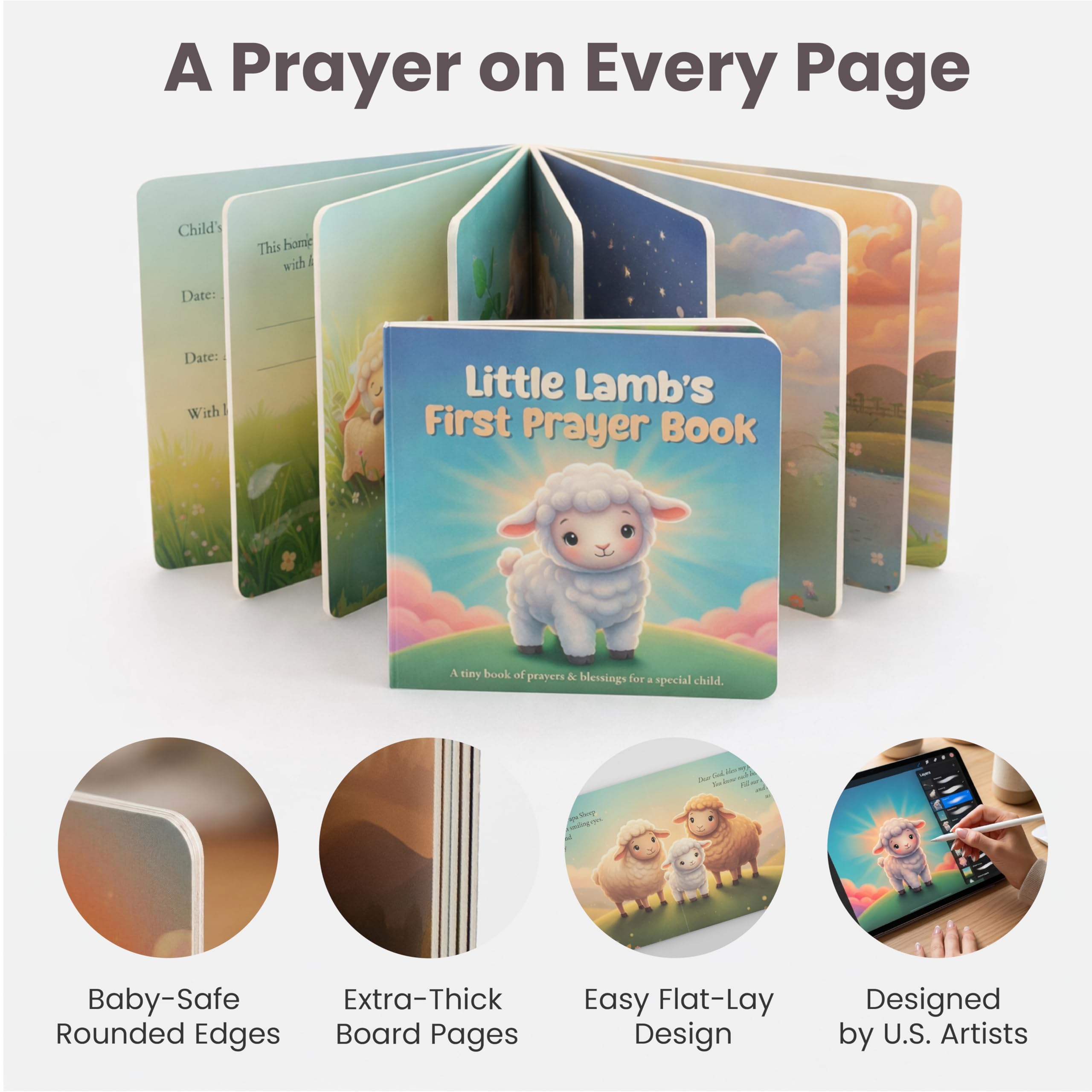 Soft neutral toned baptism gift set with plush lamb and blanket