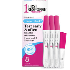 First Response Comfort Check 8 Count pink white box