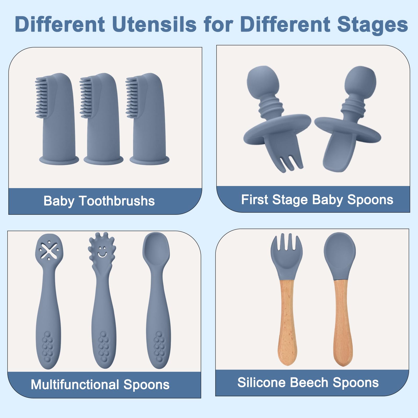 First-stage toddler spoon and fork included in set