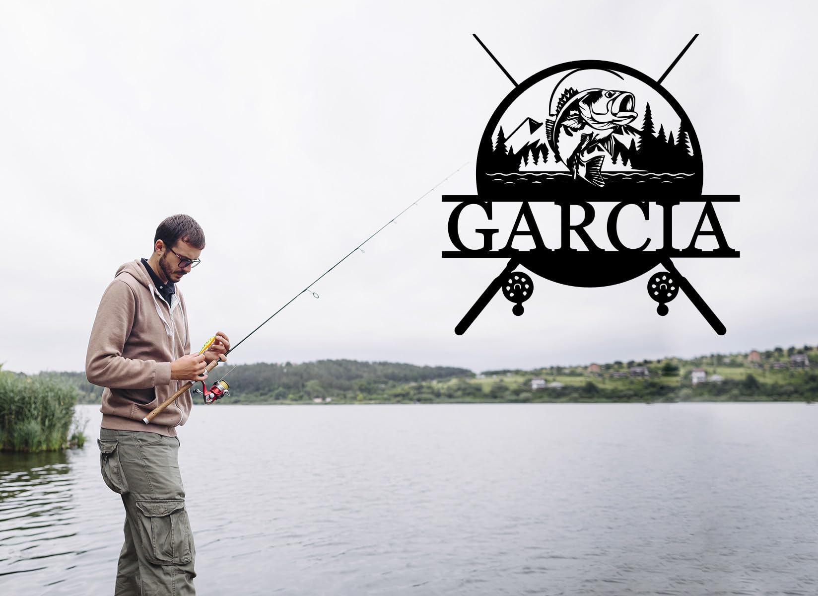 Fish decor sign celebrating fishing lifestyle