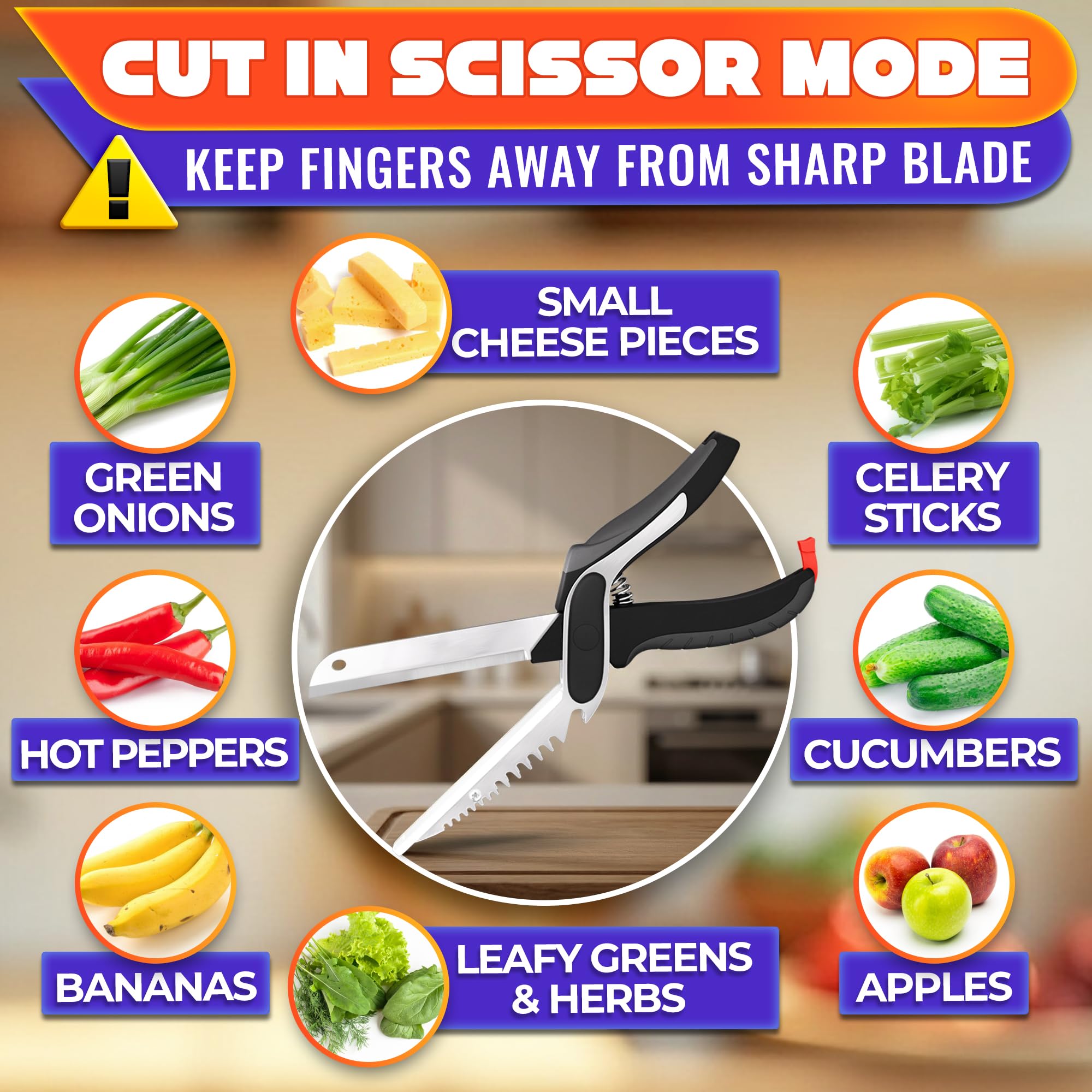 Salad and meat scissors function for everyday prep
