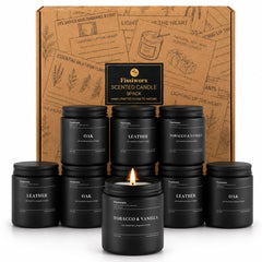 FISSIWORX 9 Pack Scented Candles Set vanilla in black jars
