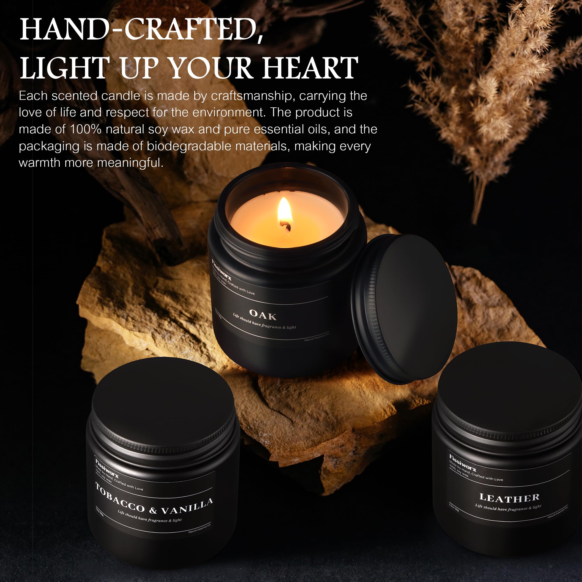 Each candle weighs 3.5 oz in the FISSIWORX set
