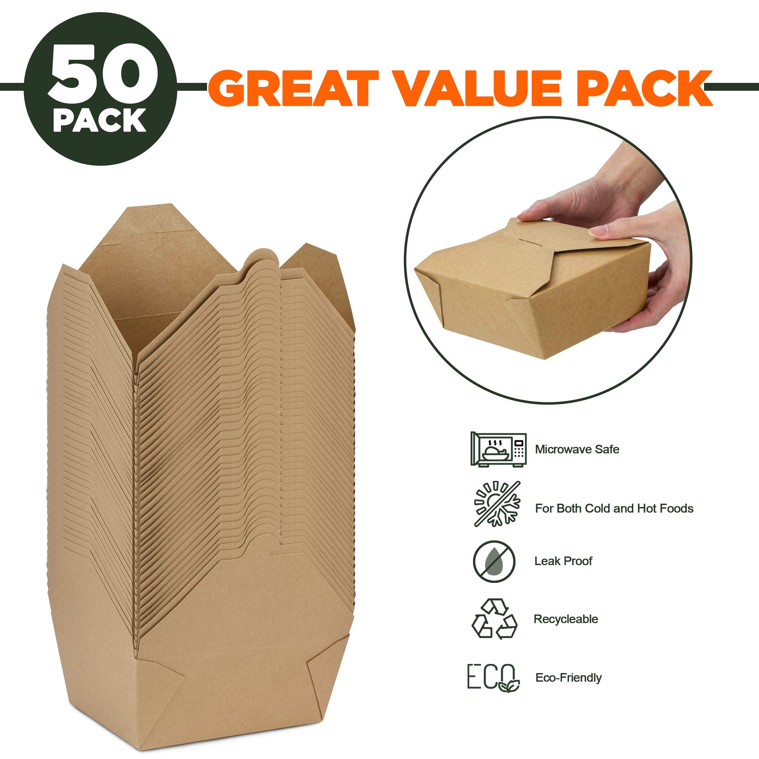 Kraft paper takeout box 48 oz with tab-lock lid