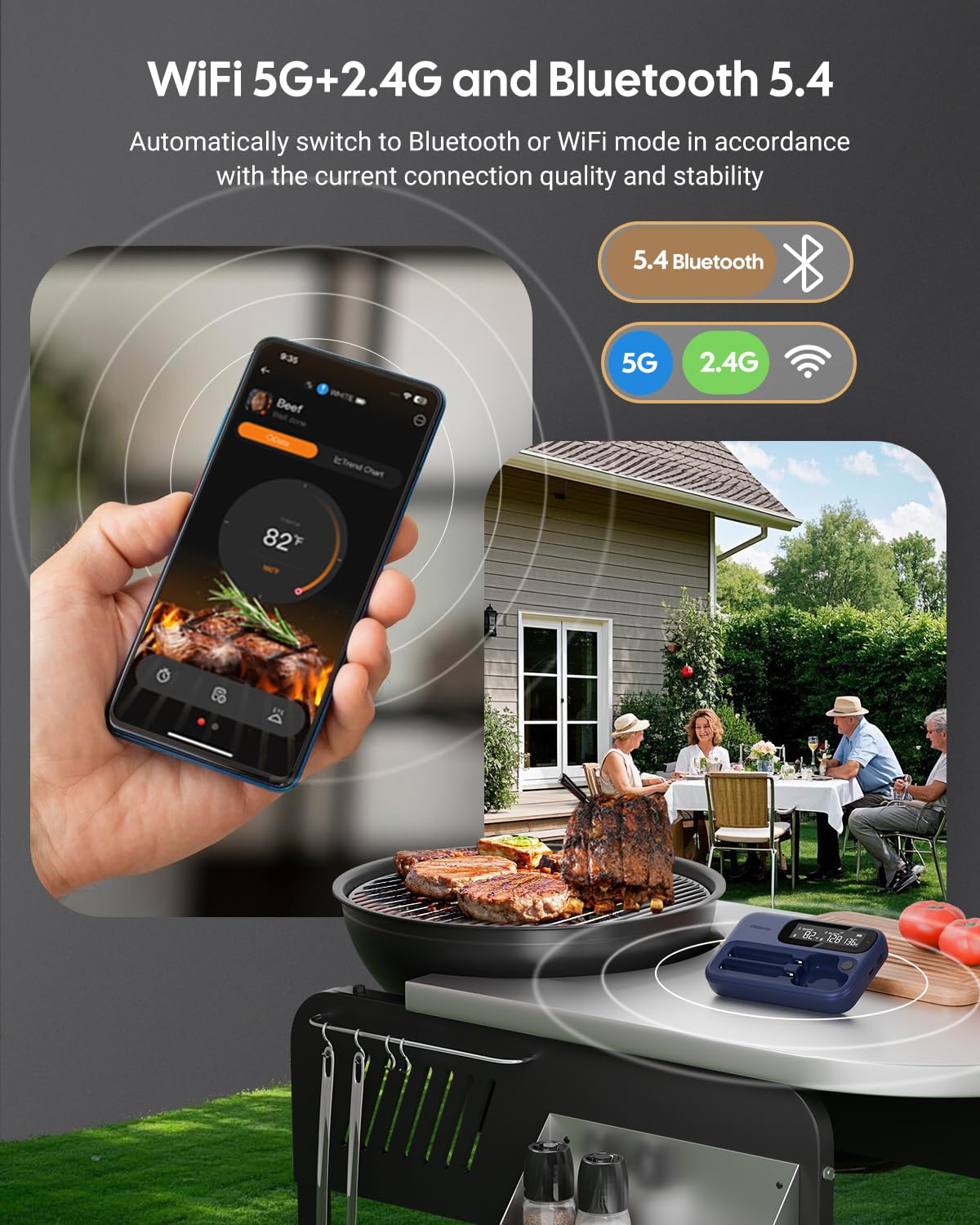 Dual probes long and short for versatile cooking on Fitflavor thermometer