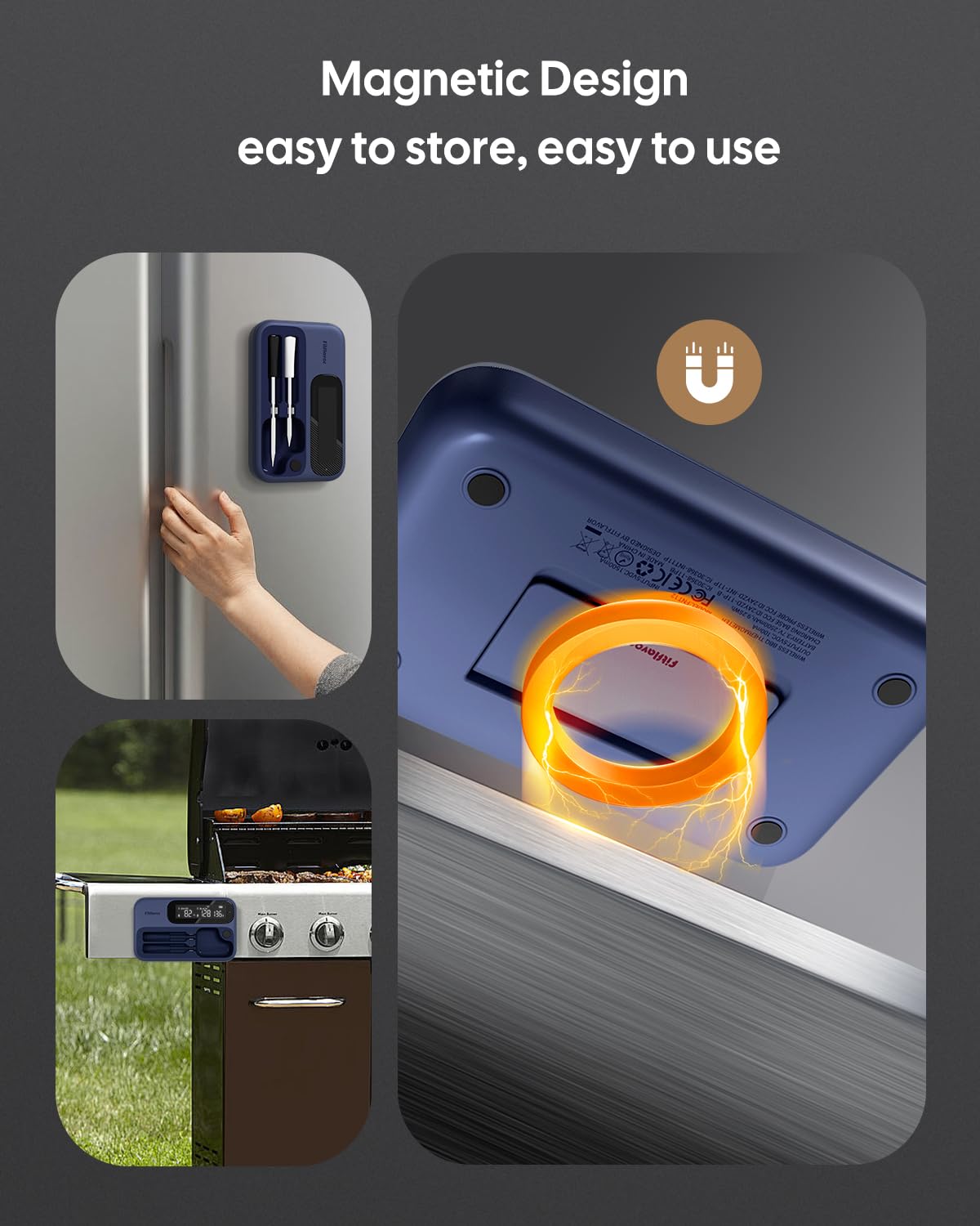 Magnet and holder stand for easy placement on Fitflavor thermometer
