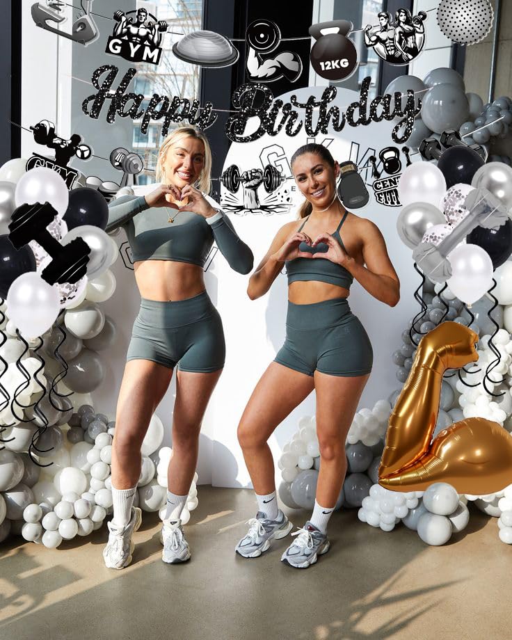 Fitness garland banner for gym birthday celebration