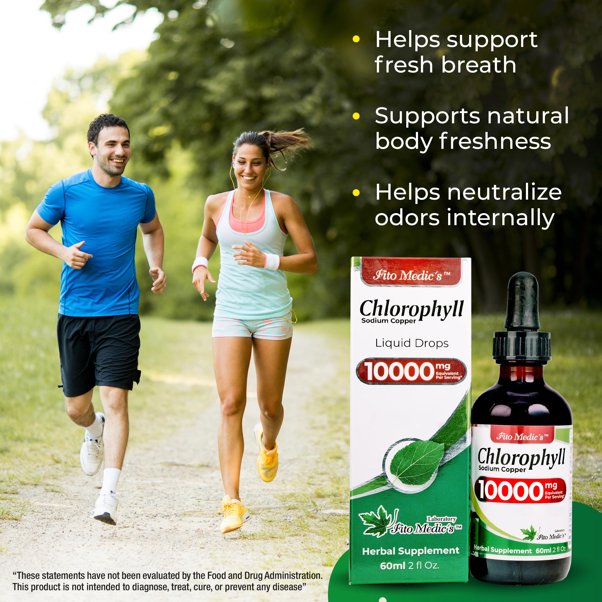 Chlorophyll drops being mixed into water or beverage