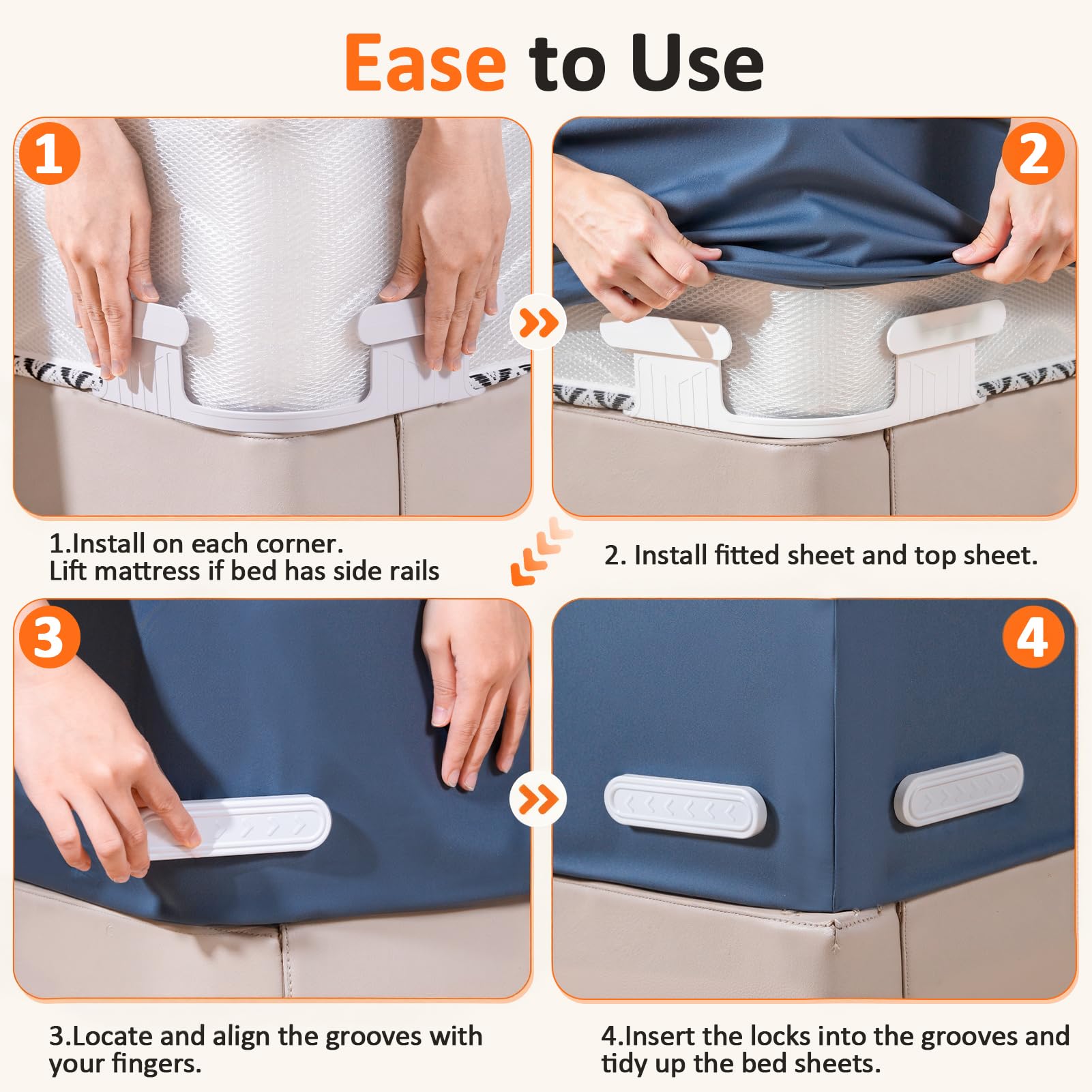 Active sleepers stay put with corner sheet holders
