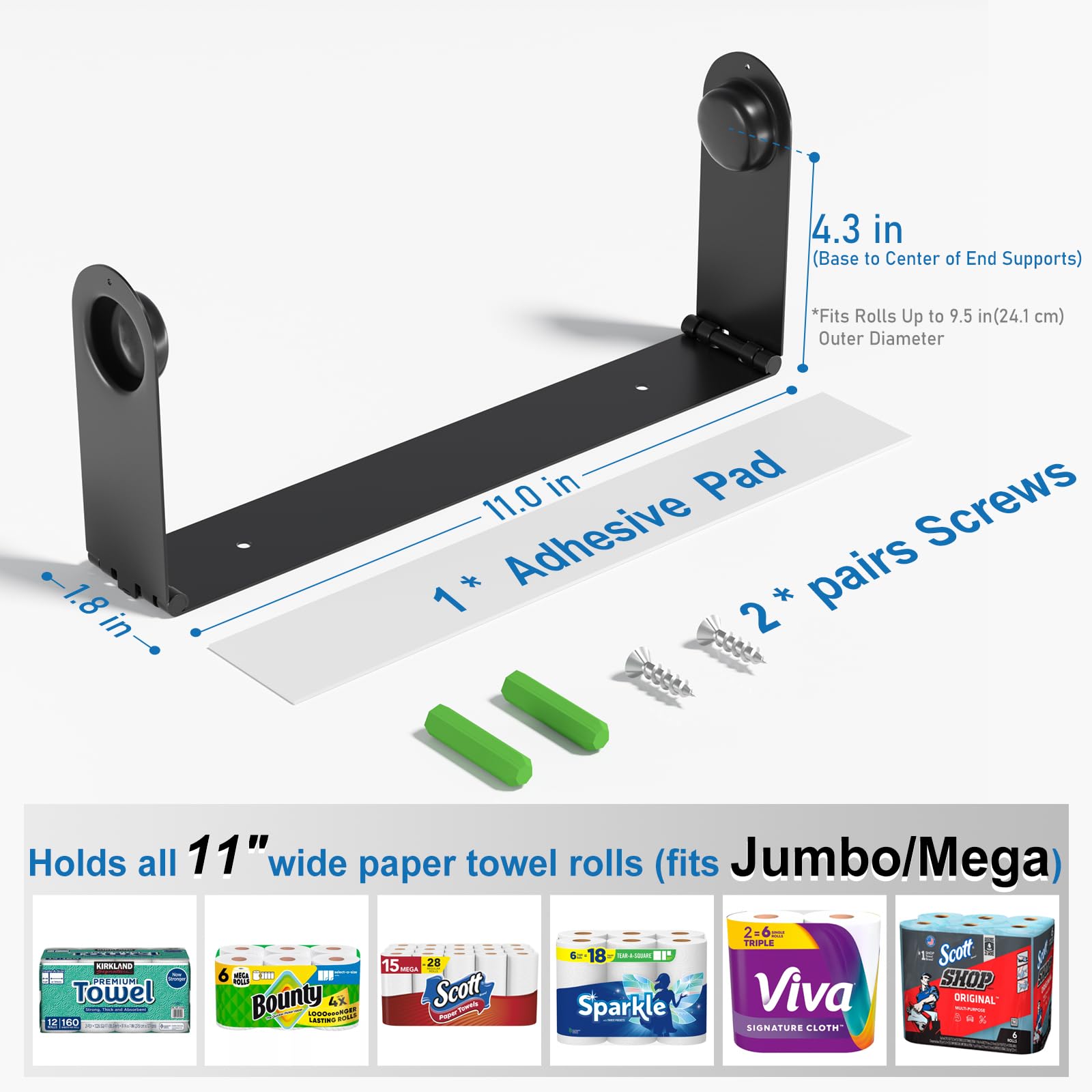 Fits jumbo mega rolls standard 11 inch paper towels compatibility