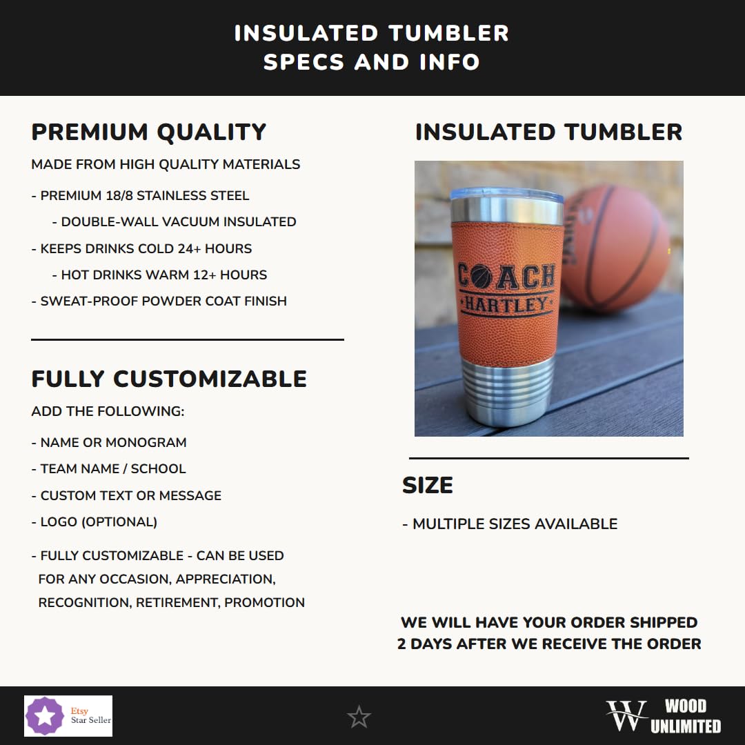 Engraved logos on stainless steel tumbler