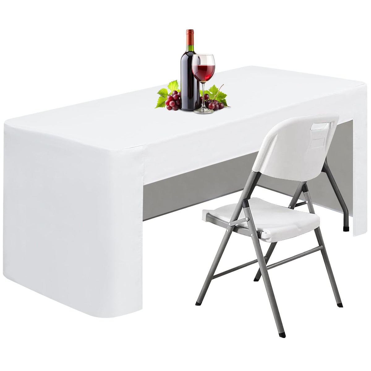White fitted tablecloth 30x96 inch for 8 ft rectangle folding table