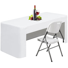 White fitted tablecloth 30x96 inch for 8 ft rectangle folding table