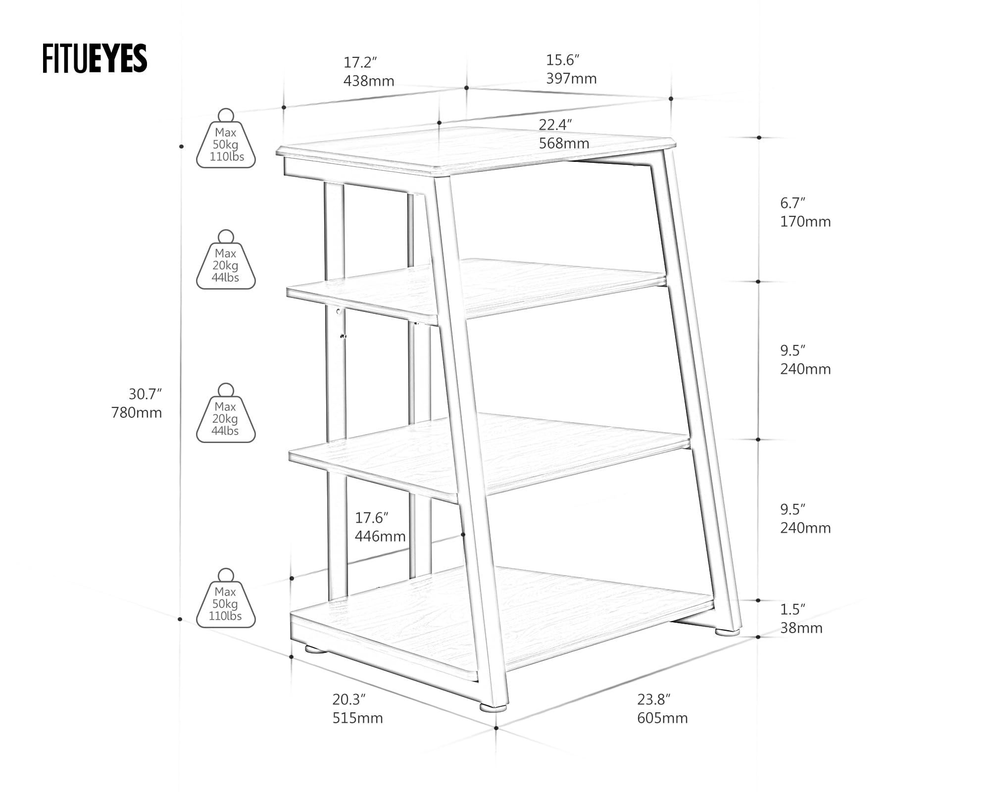 Durable 0.59 inch board with powder-coated steel frame
