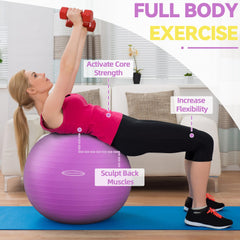 Free foot-pump included with Fitvids anti-burst exercise ball 48-55cm M purple