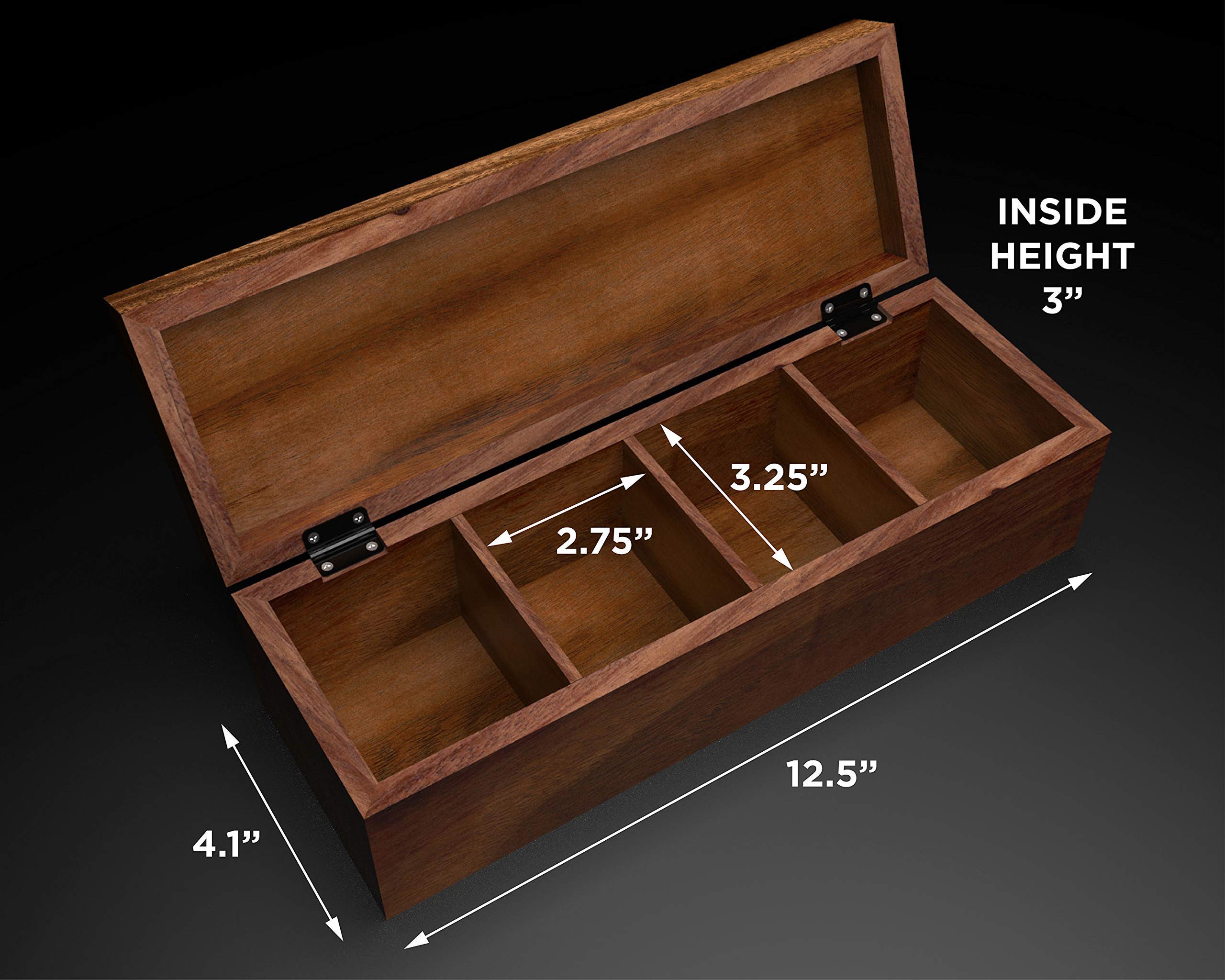 Five-compartment tea organizer with large capacity
