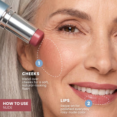 PrimeWand Nude cream blush stick travel-friendly packaging