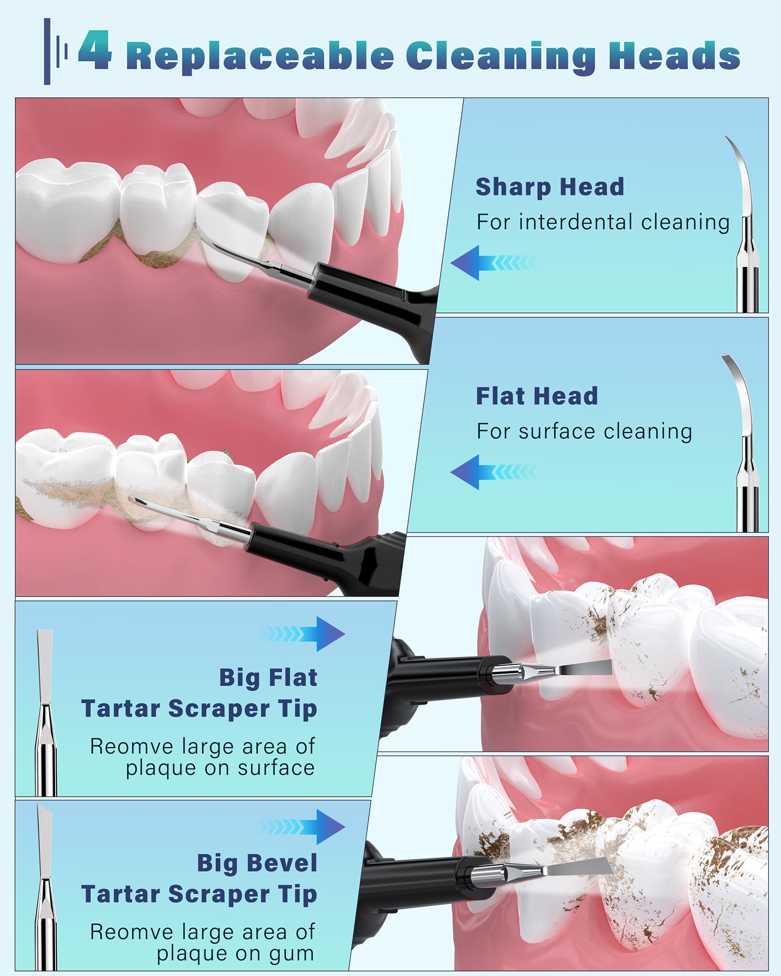 IPX7 waterproof teeth cleaner with soft mode