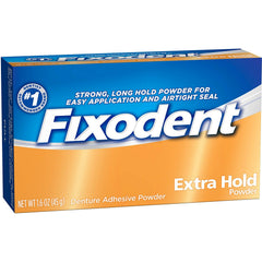 Fixodent denture adhesive powder 1.6z packaging