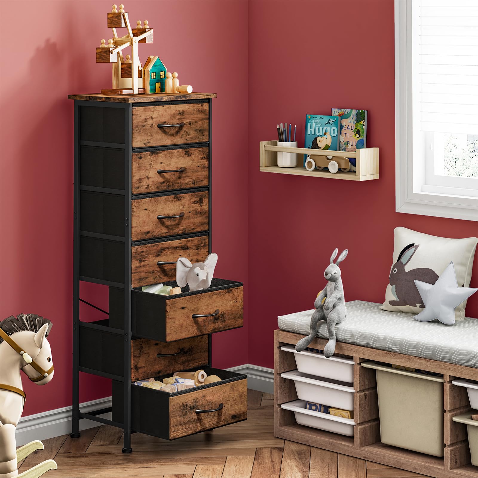 Rustic brown wood grain print to match decor