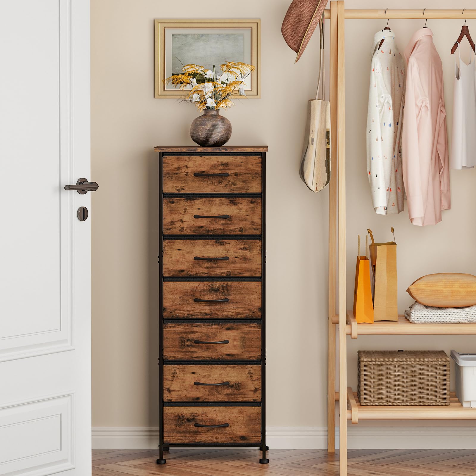 Dresser suitable for closet and entryway storage