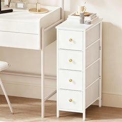 Fixwal narrow storage cabinet white finish, front view