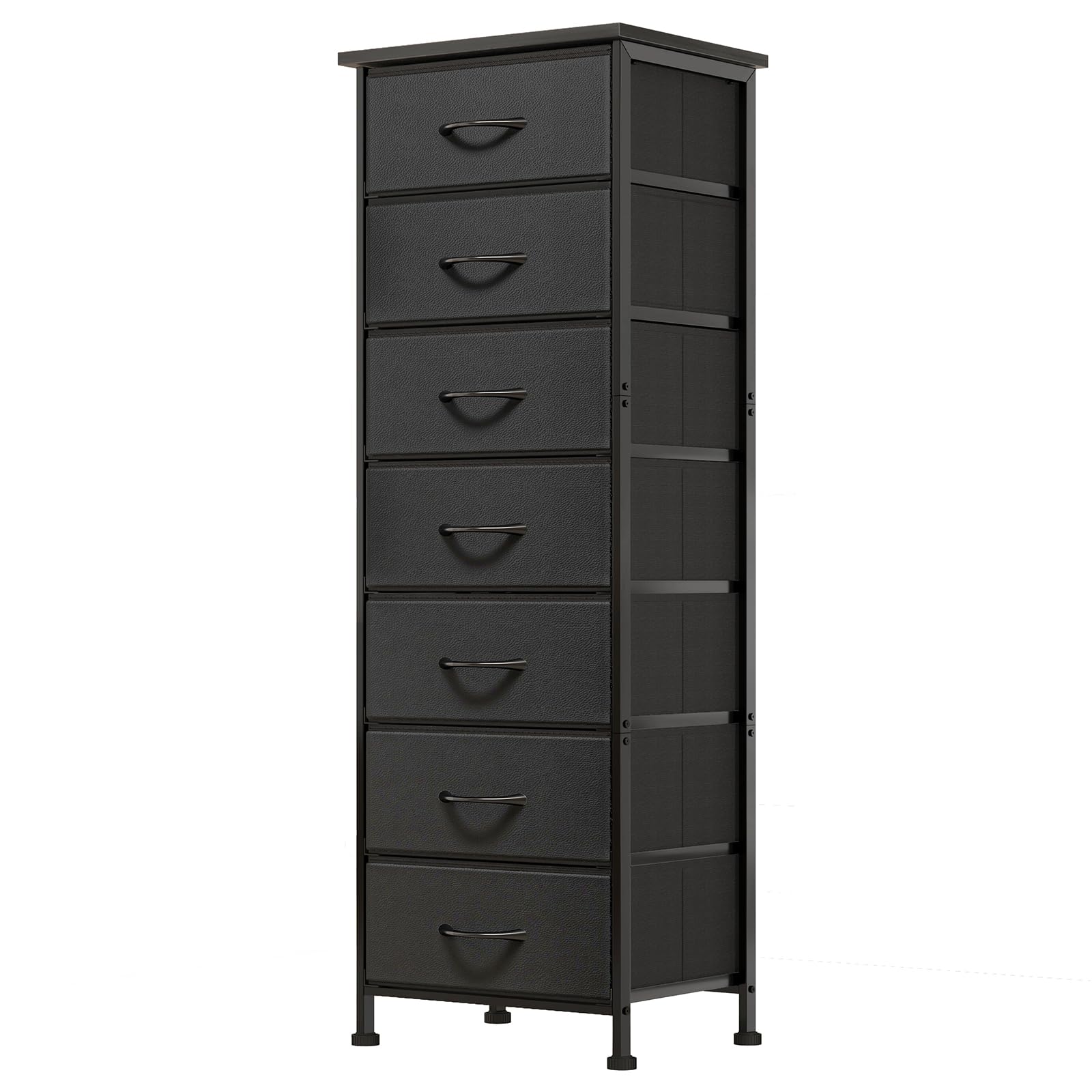 Fixwal tall skinny dresser with 7 fabric drawers in black