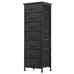Fixwal tall skinny dresser with 7 fabric drawers in black