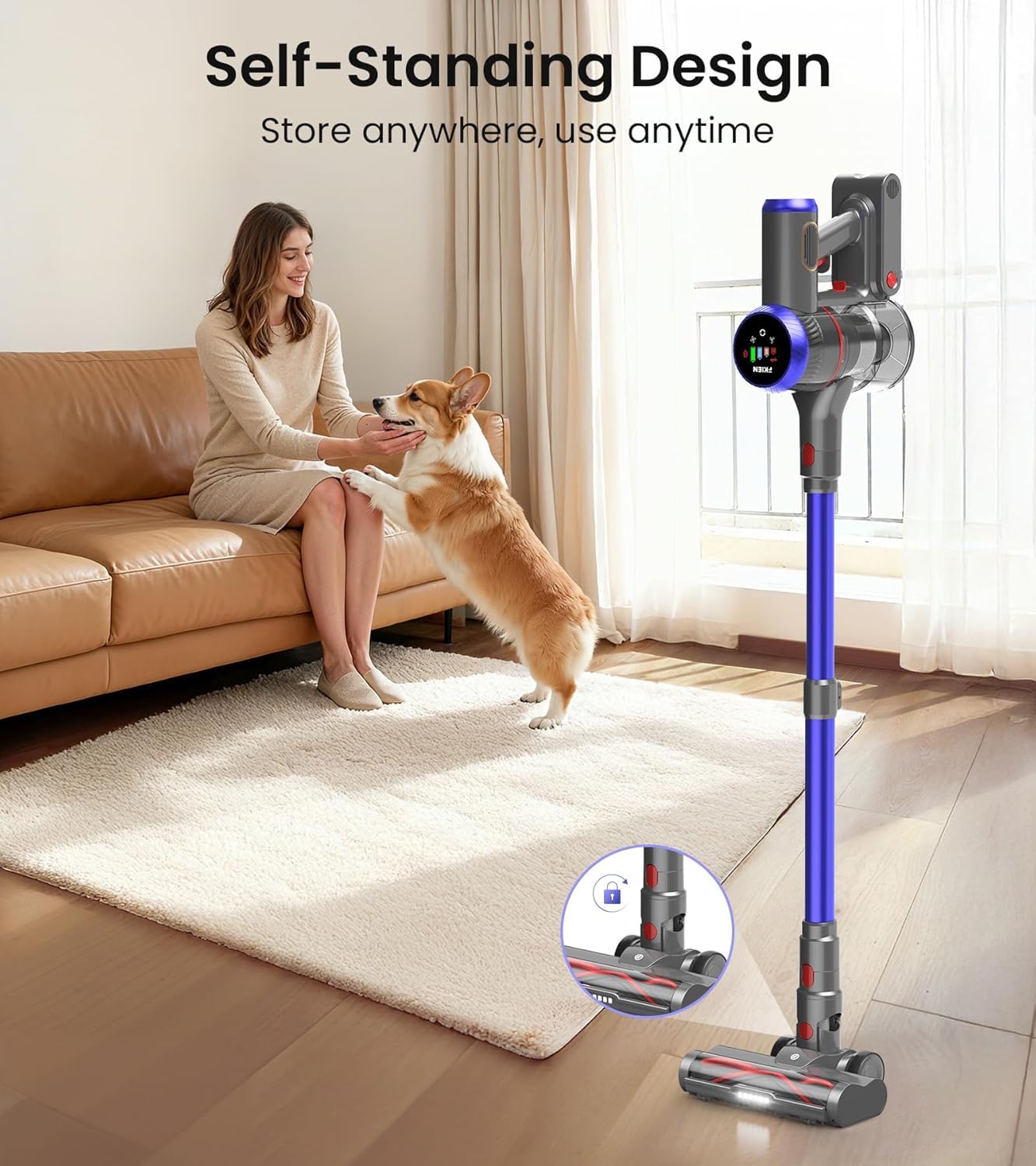 FKIEN cordless vacuum cleaner smart LED touch screen display