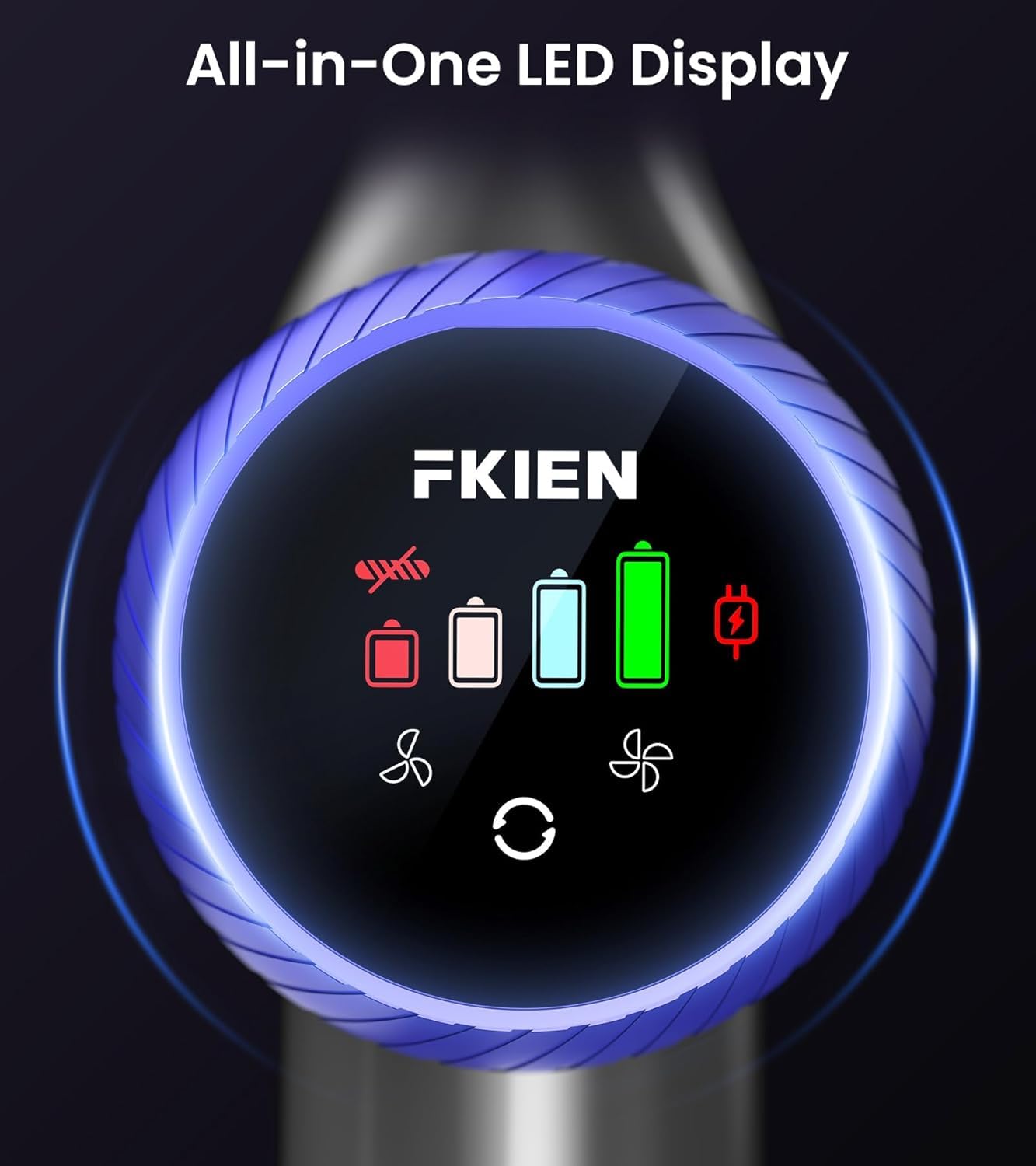 V-Shape anti-tangle LED floor brush on FKIEN vacuum