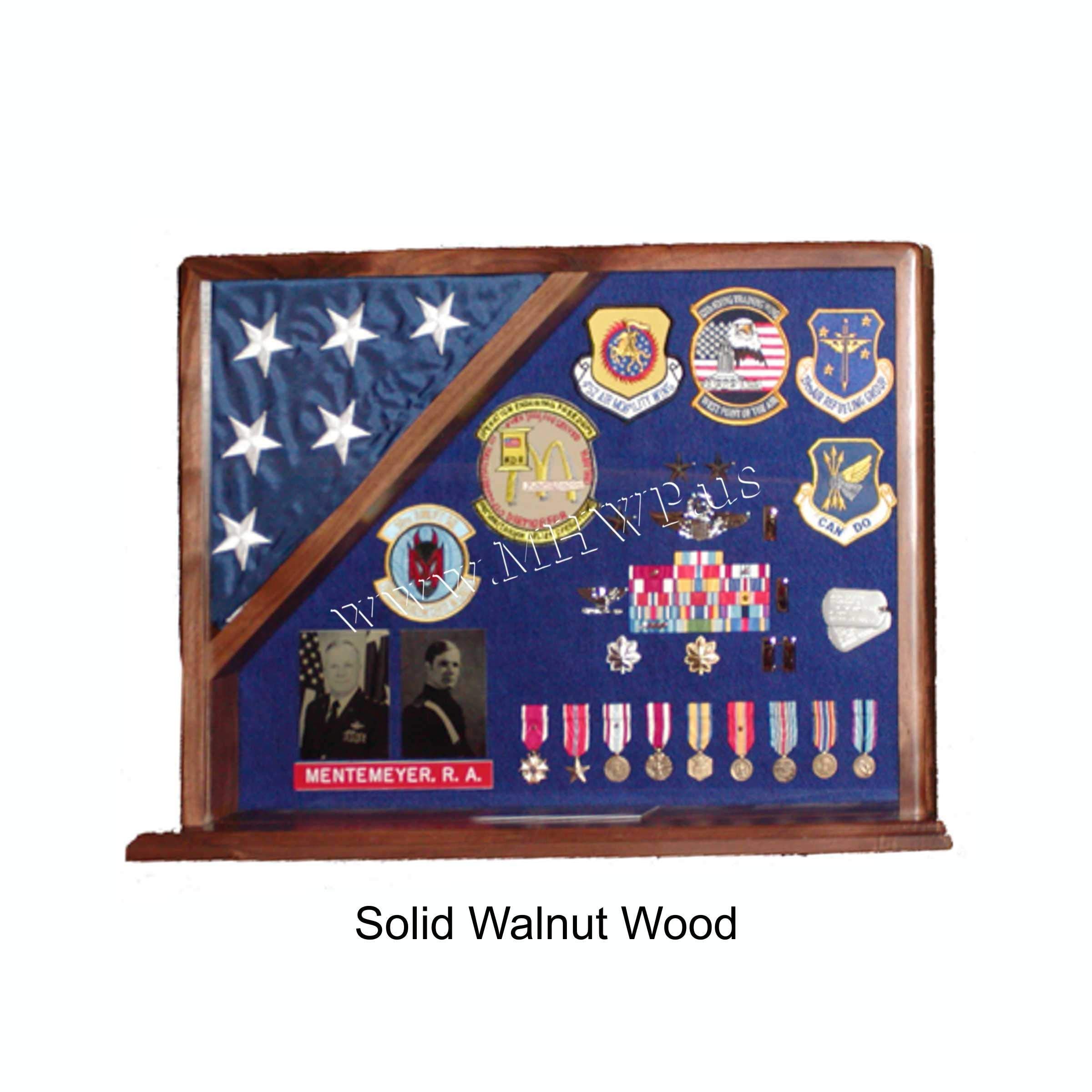 Flag Case and Shadow Box blue background option