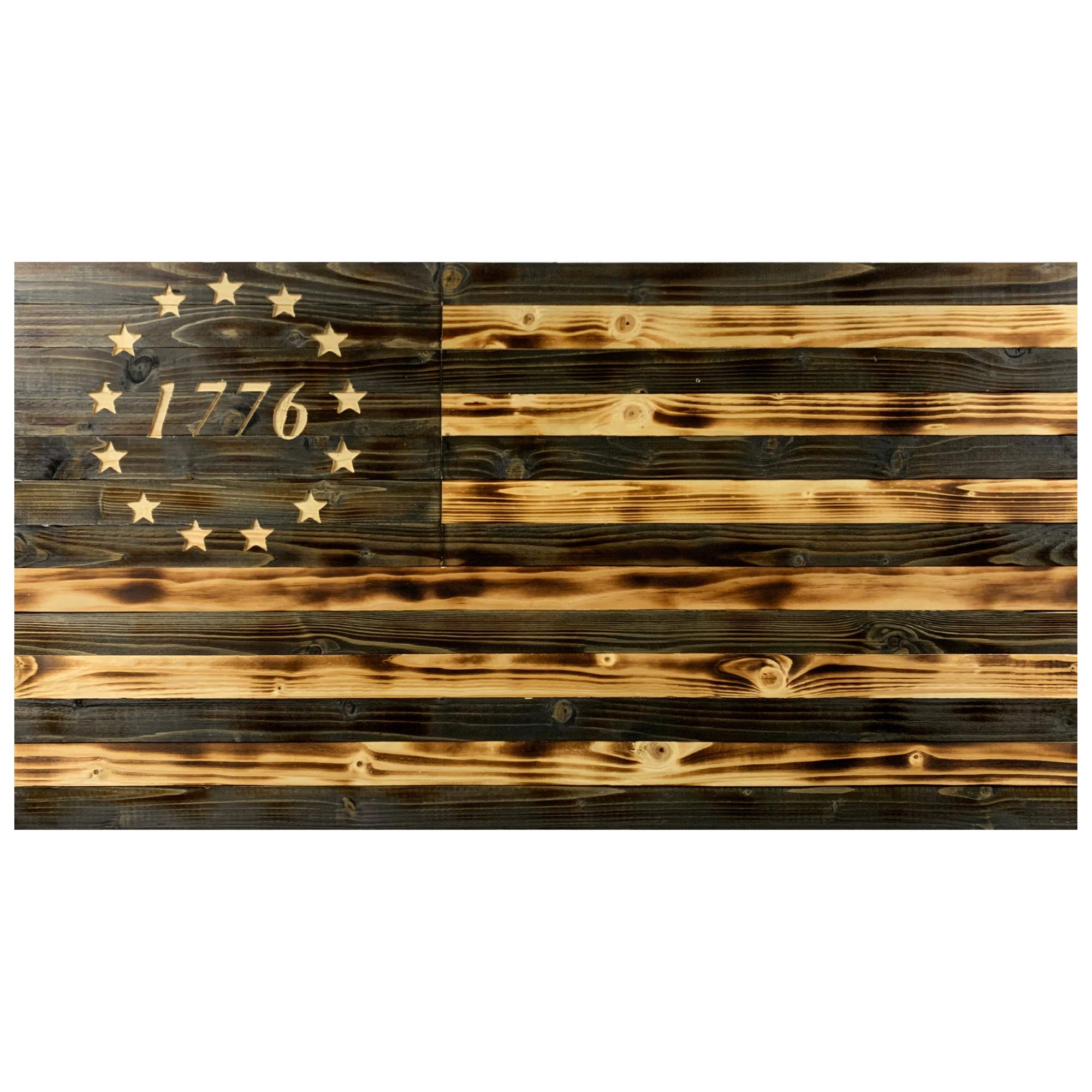 Flags Forever Betsy Ross Handmade Wooden American 1776 Flag carved stars
