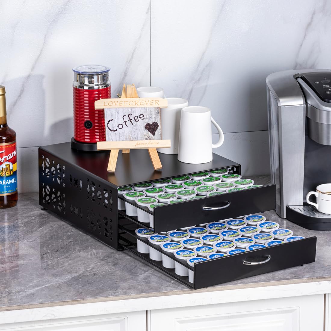 Metal frame detail of FlagShip K Cup Organizer Drawer