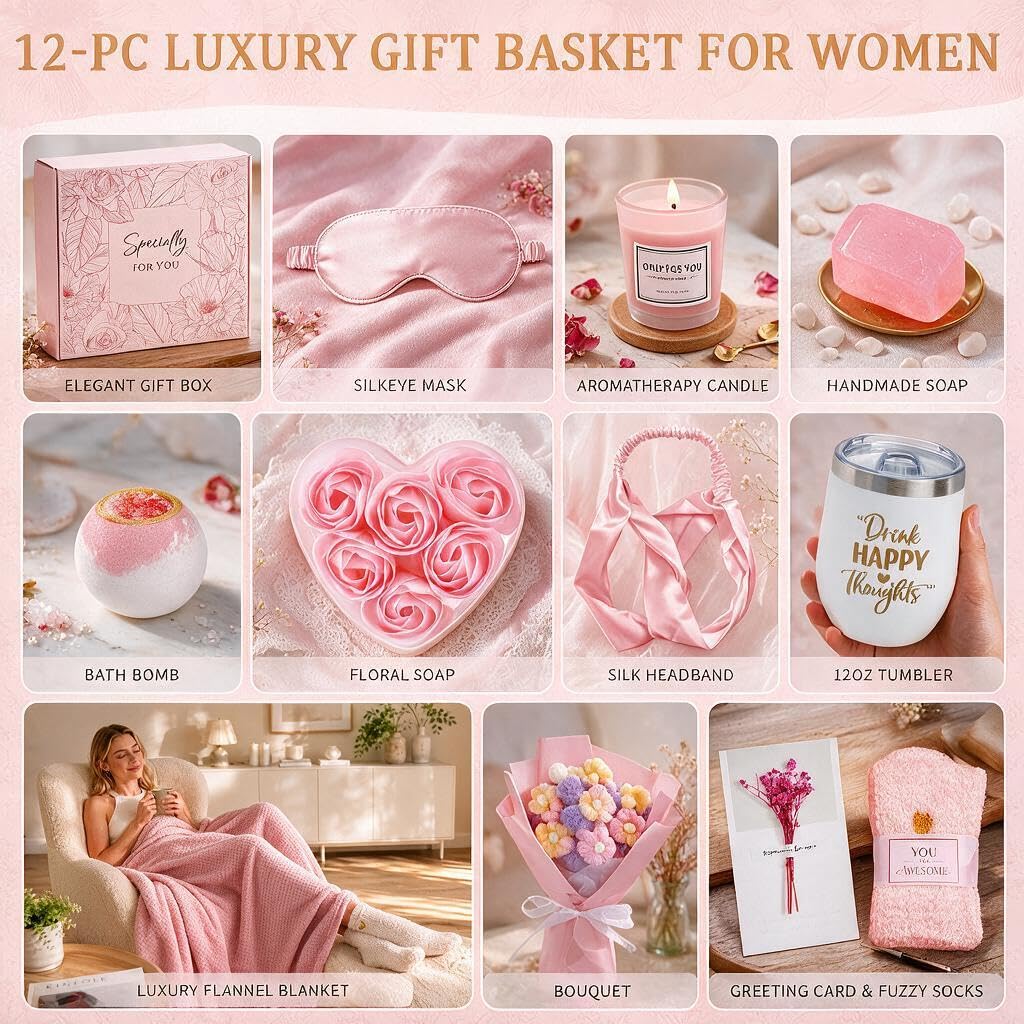 Cozy flannel blanket included in spa gift set