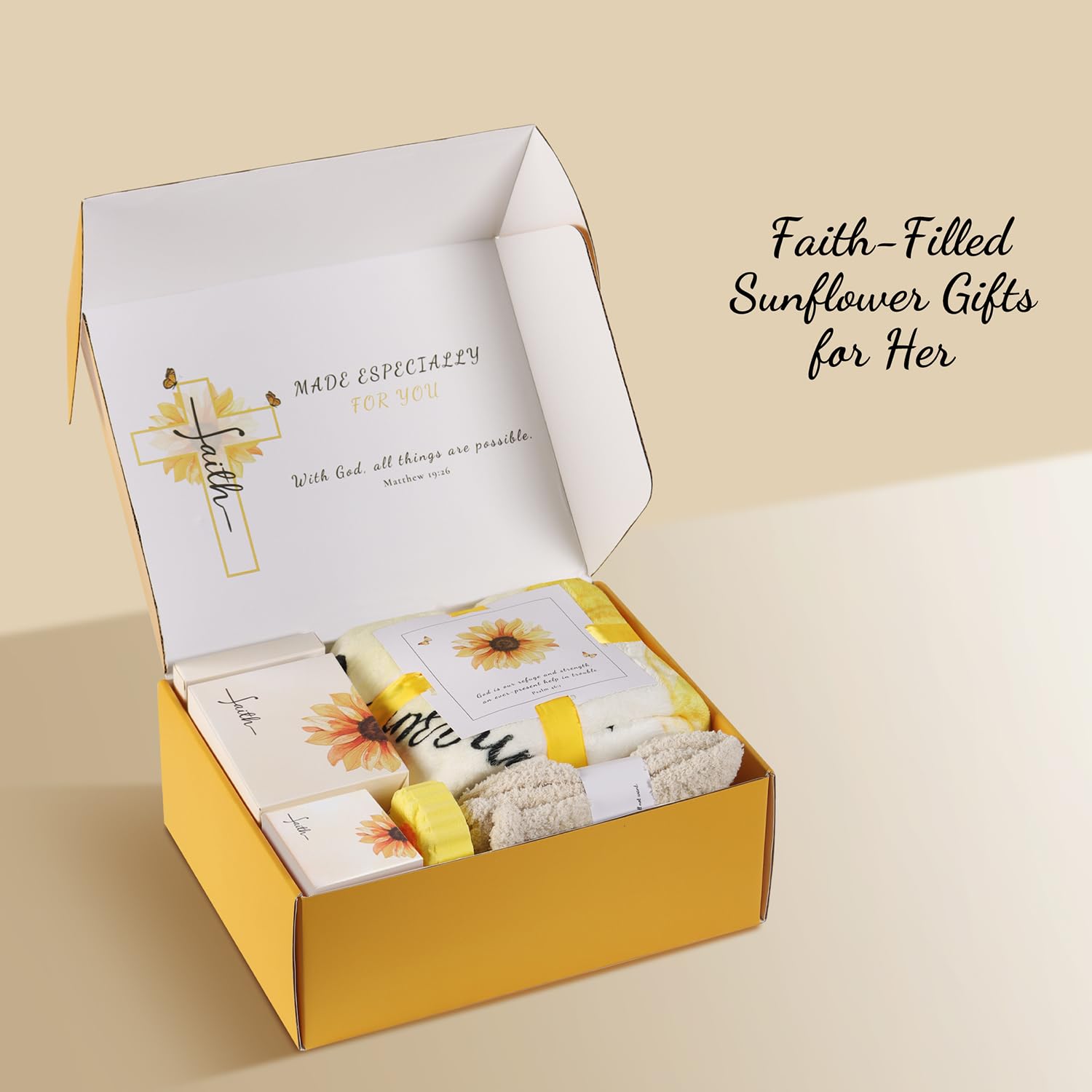 Flannel blanket included with Christian faith gift
