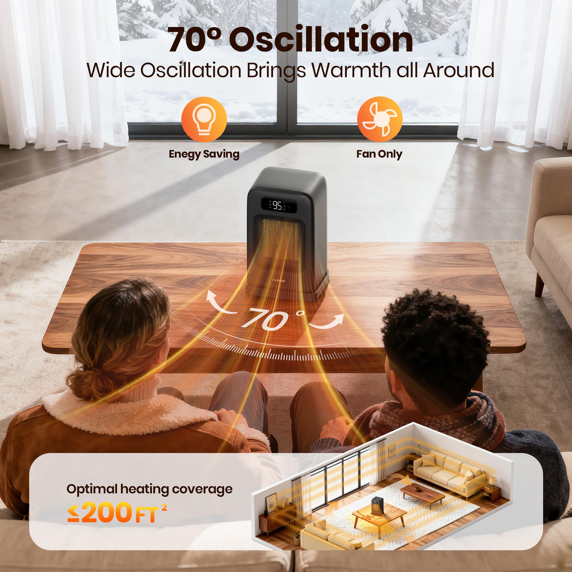 Flanur heater with 70 degree oscillation feature image