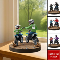 Flat acrylic plaque with dirt bike motif for home display