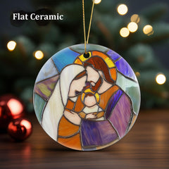 Stained glass inspired design on nativity ornament
