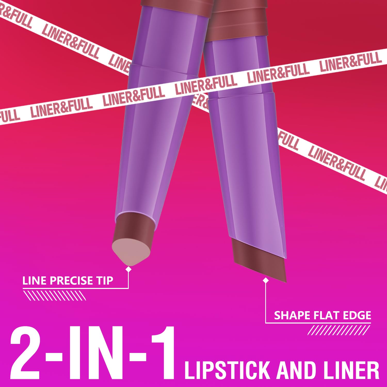 Flat edge precision tip for liner and lipstick