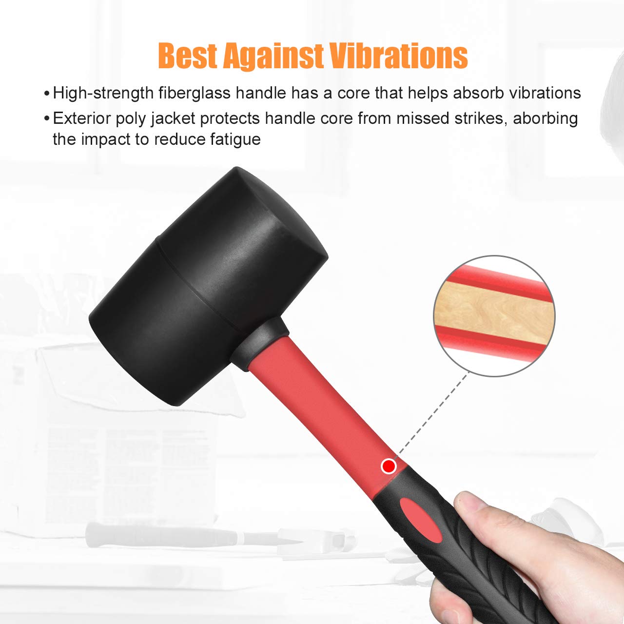 Mallet with large flat face for damage-free strikes