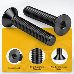 20mm total length m8 flat head socket cap screw 8mm thread