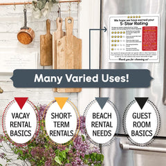 Bright colored star rating magnet for guests to guide reviews