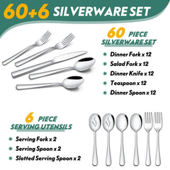 stainless steel square cutlery with serving utensils close up