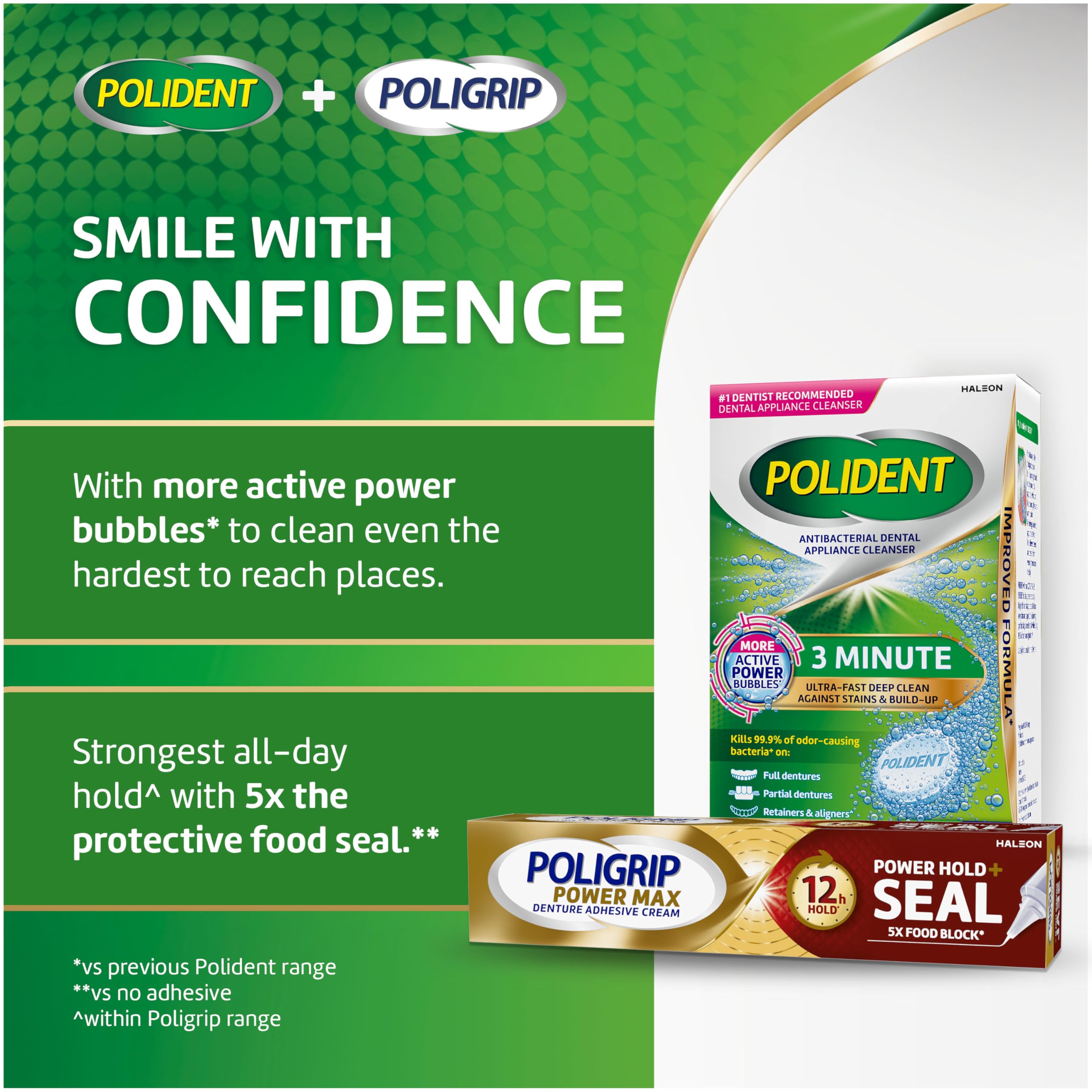 Poligrip Power Max Hold Plus Seal secure hold for meals
