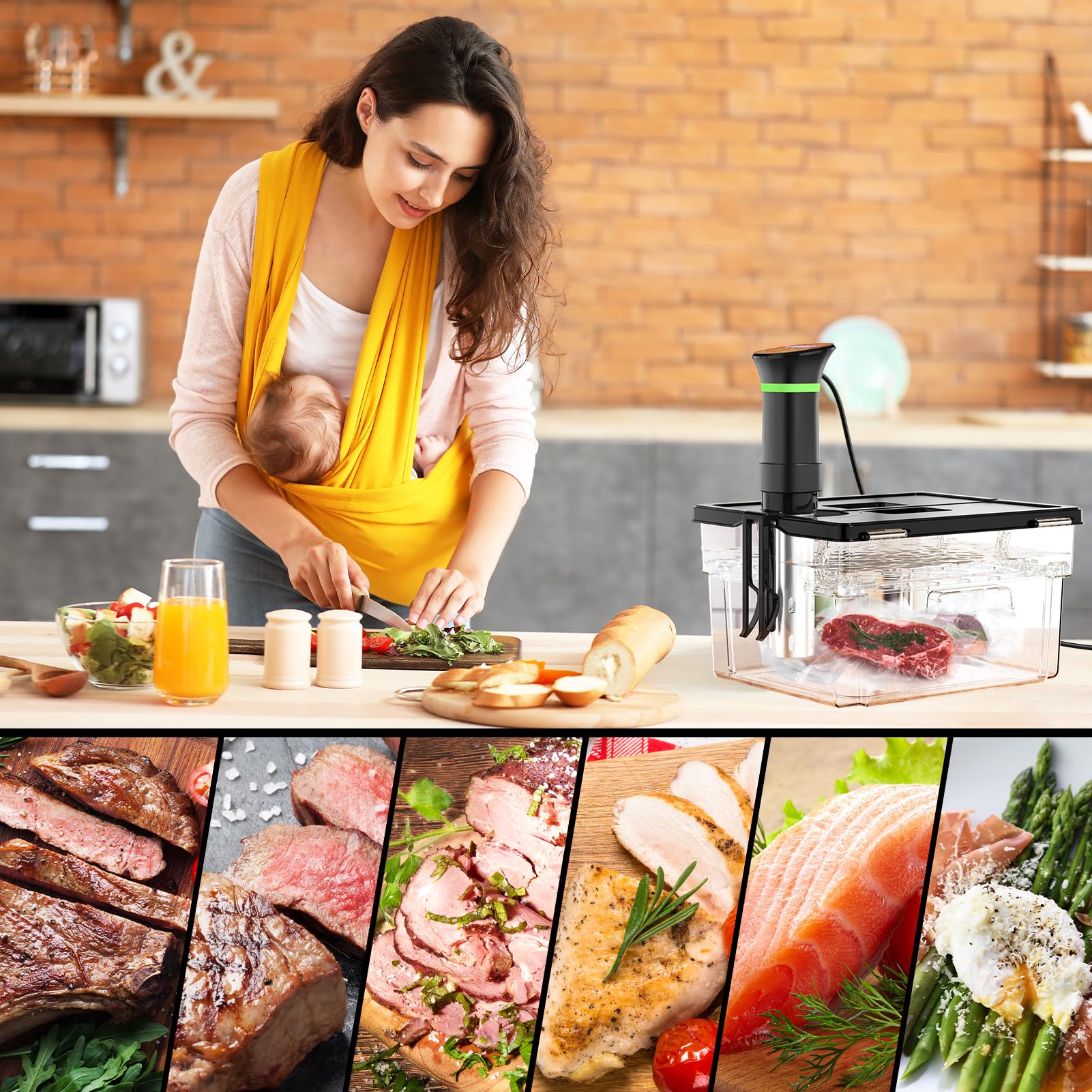 Compact sous vide cooking appliance packaging image
