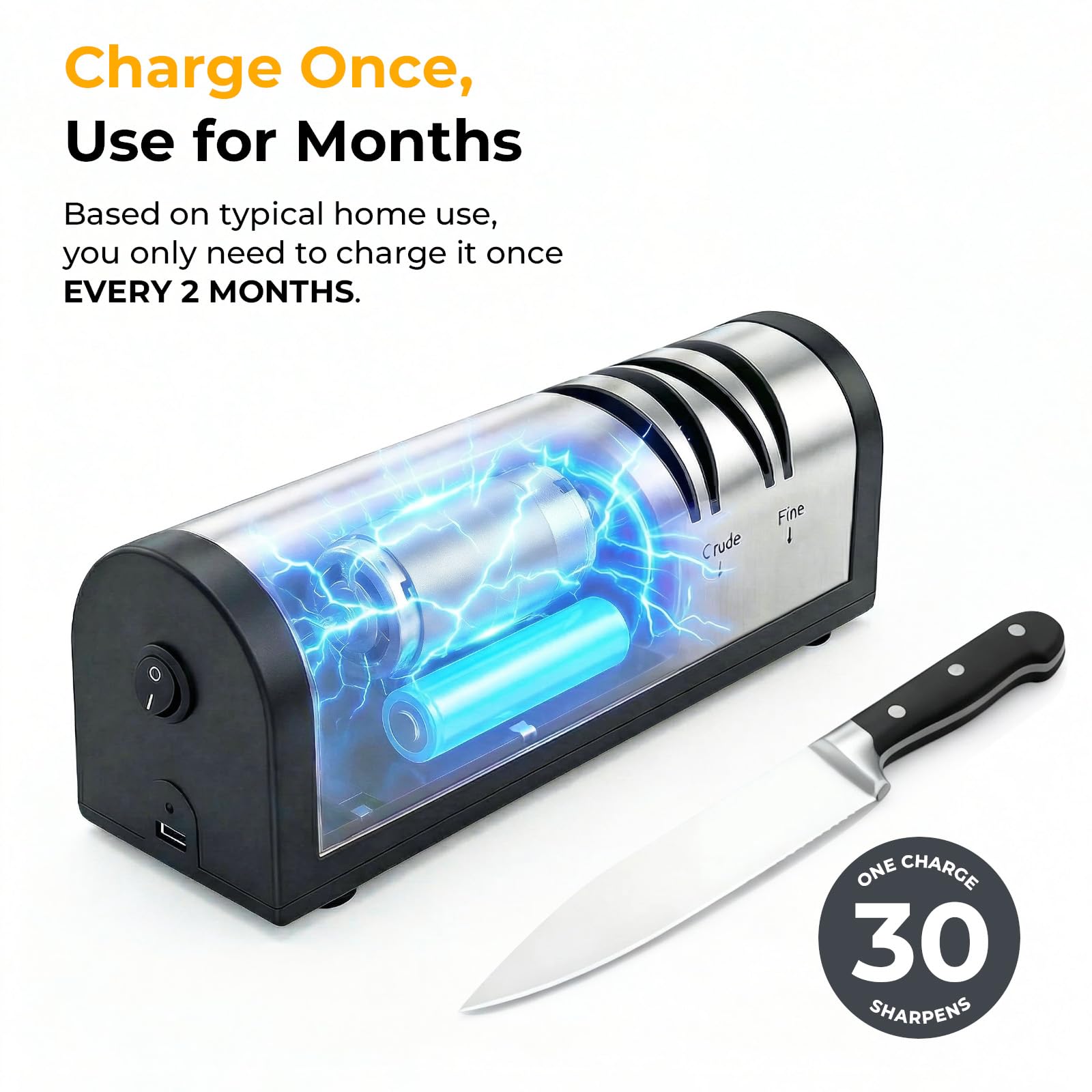 Built-in dust collection tray on Flechazo sharpener
